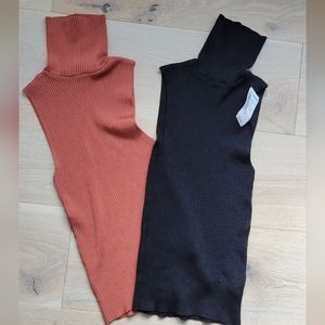 Rubbed Turtleneck Tanks